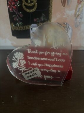 New Mom Acrylic Heart Plaque Keepsake Gift (Film Intact!)